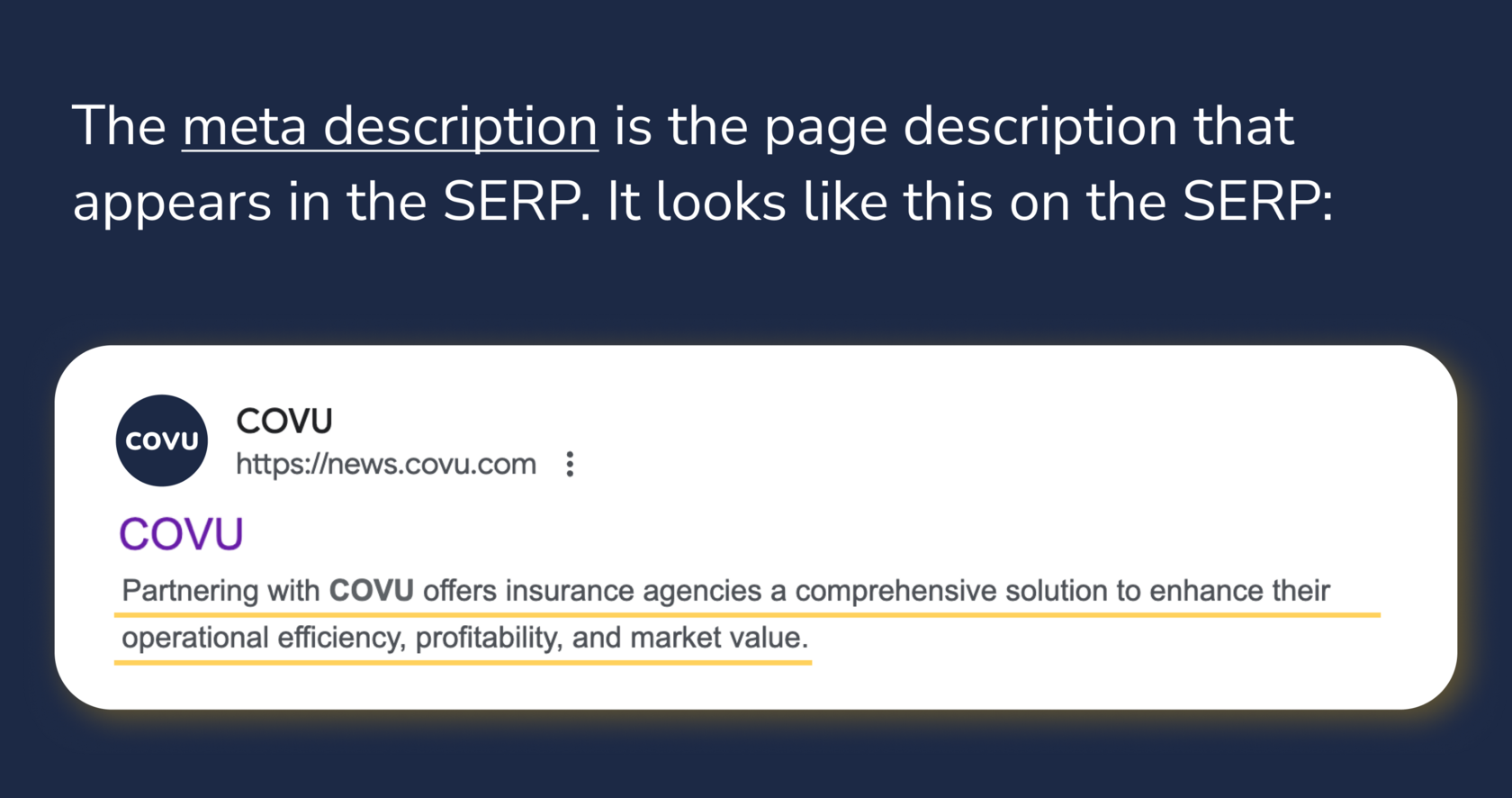 meta description for on page SEO for insurance agents / agencies
